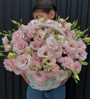 Blush-Pink Eustoma Basket Arrangement
